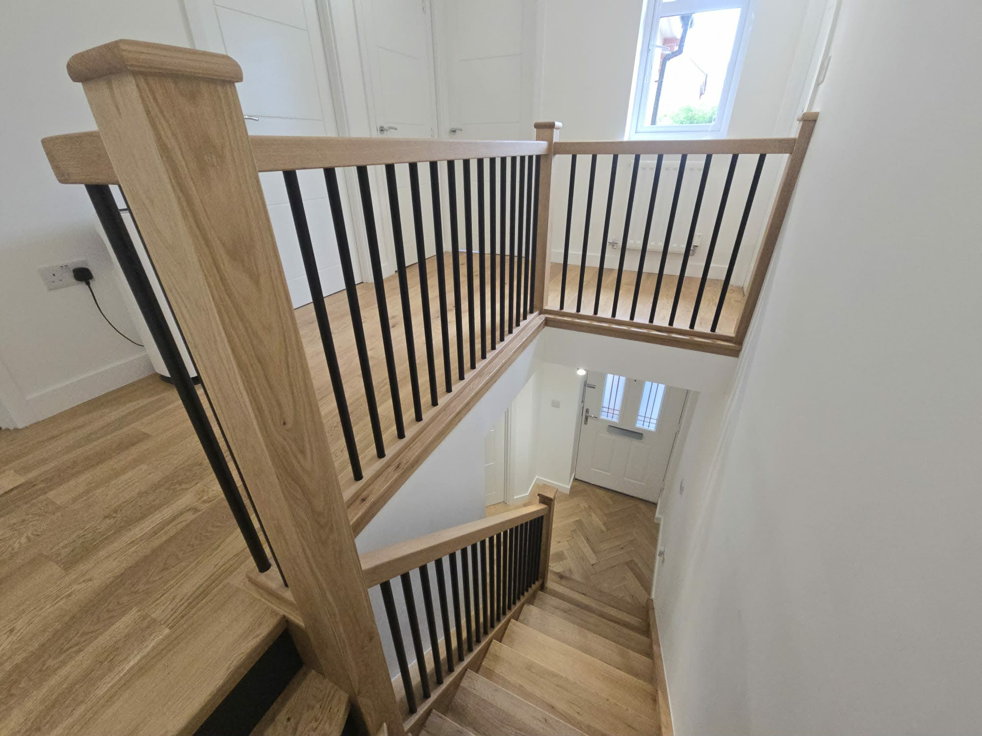 Bespoke solid wood balustrade 6 — fitted by MarJoinery