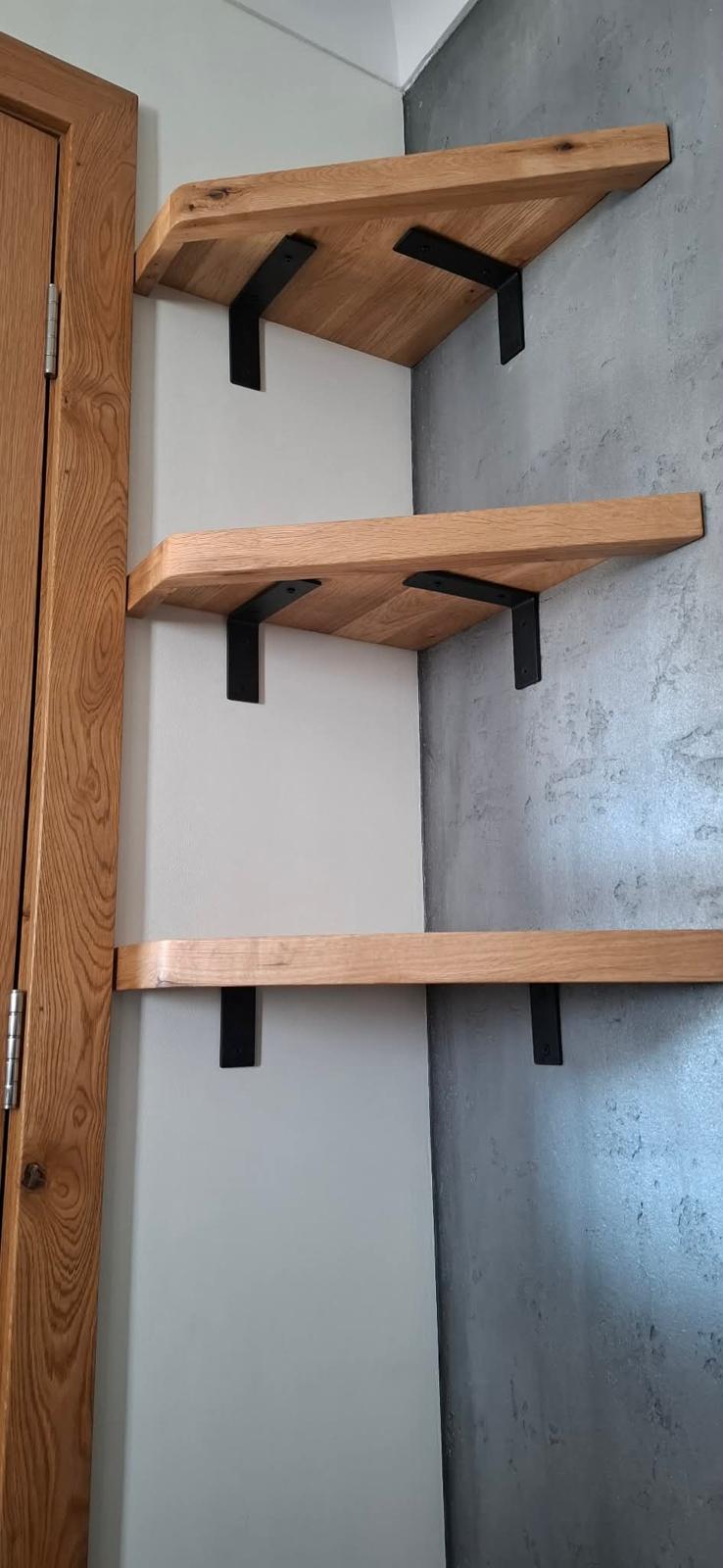 Solid oak wall-mounted shelves