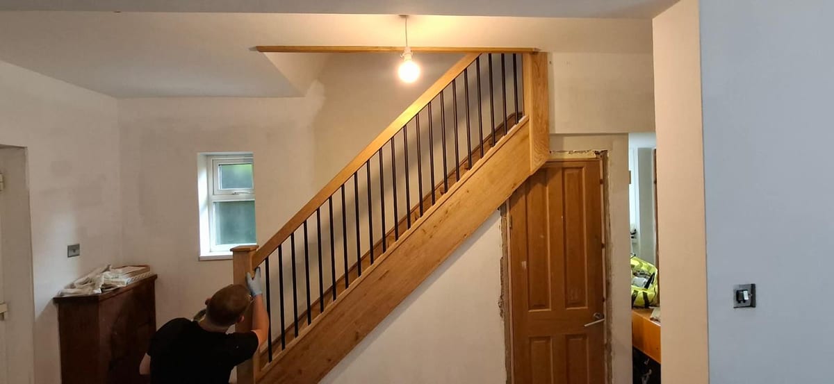 Traditional oak spindle balustrade on a period staircase