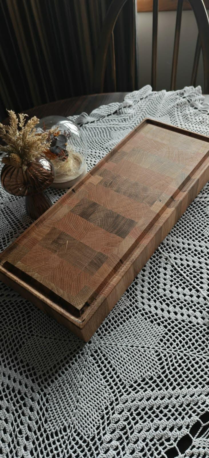 Handmade end-grain oak chopping board, made to order