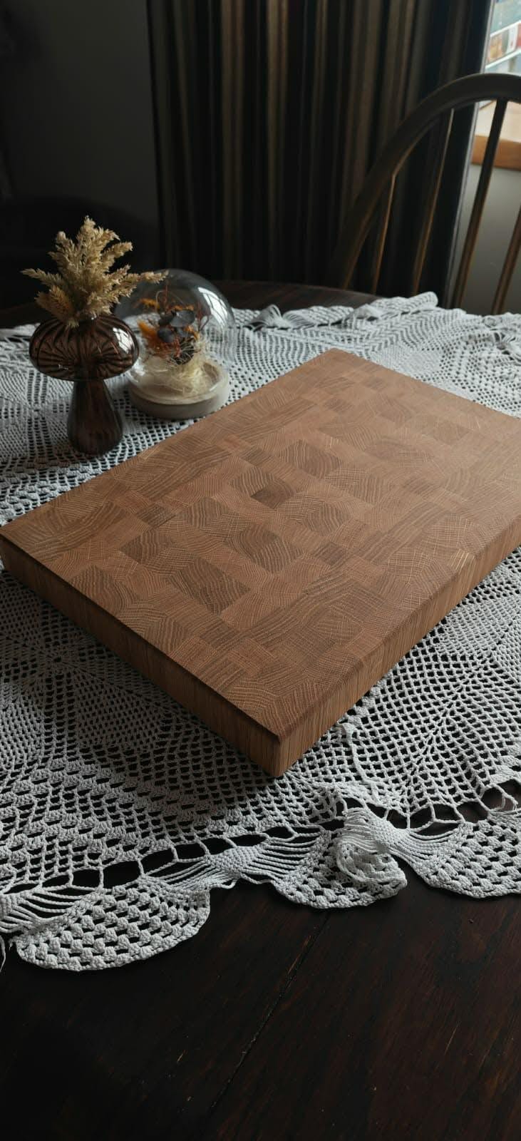 Small oak cutting board finished with food-safe oil