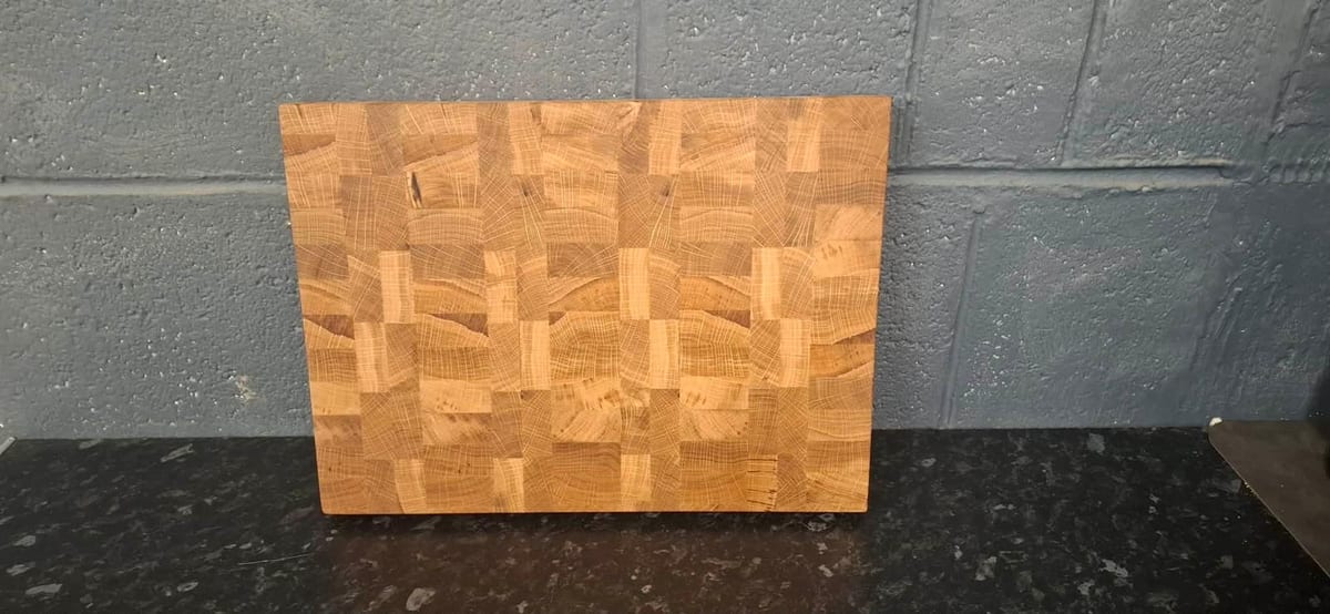 Mixed oak and ash end-grain chopping board