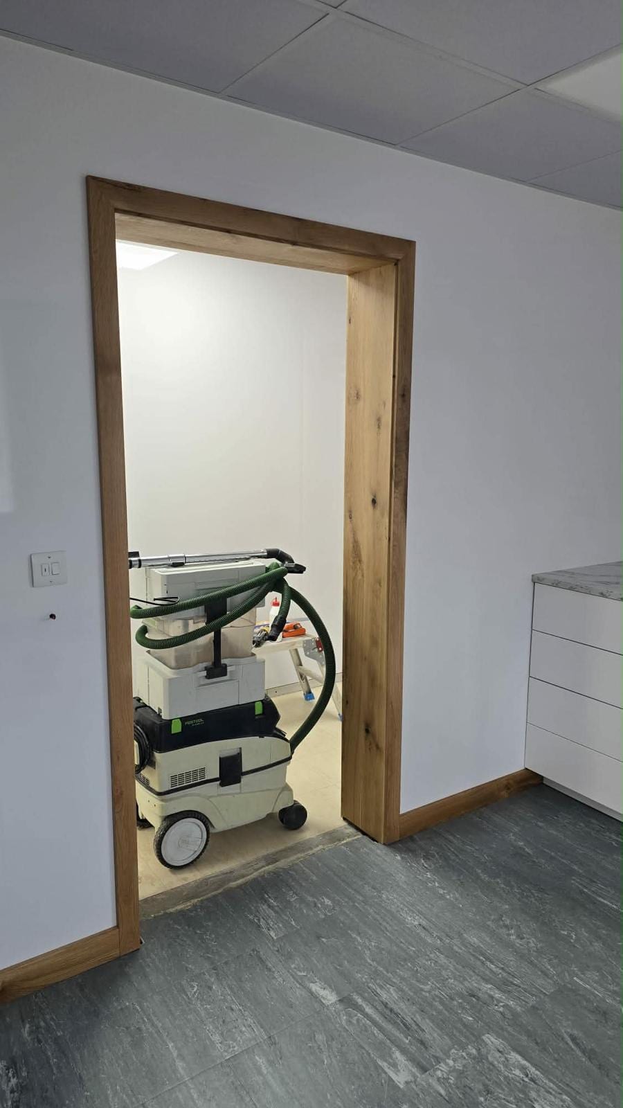 Solid oak door frame and architrave, newly fitted