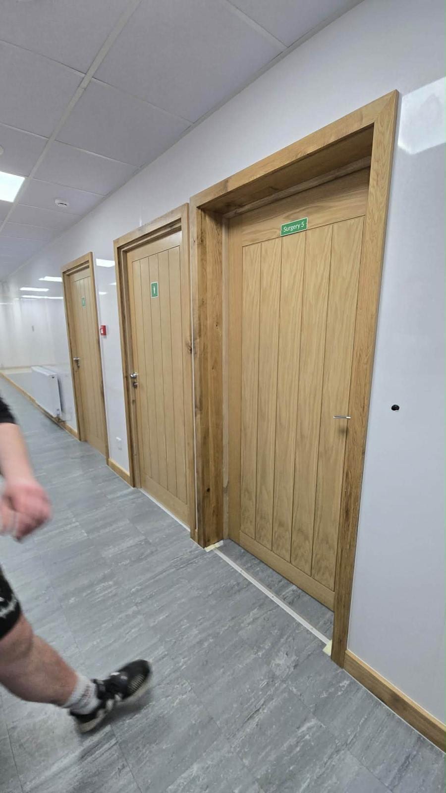 Oak door frame fitted in a new-build extension