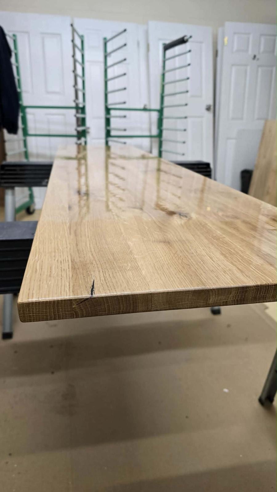 Floating oak shelves fitted in a kitchen